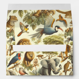 Vintage Jungle Animals Watercolor Envelope