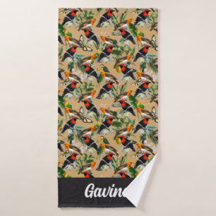 Vintage Jungle Birds Bath Towel Set