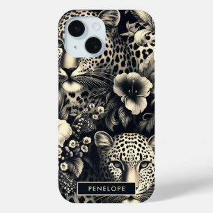Vintage Jungle Jaguar iPhone 15 Case