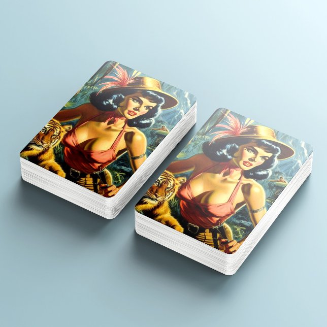 Vintage Jungle Pulp Girl Playing Cards (Creator Uploaded)
