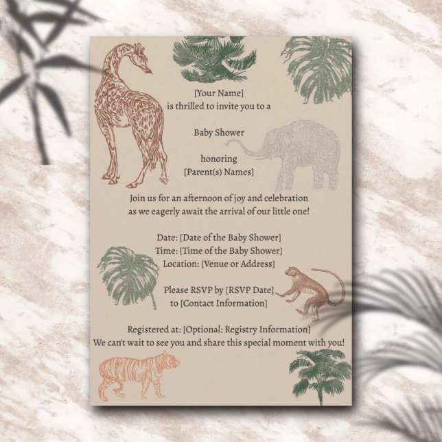 Vintage Jungle Safari Baby Shower  Invitation (Creator Uploaded)