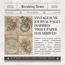 Vintage Junk Journal Pages Inspired Tissue Paper