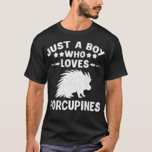 Vintage Just A Boy Who Loves Porcupine Animal Love T-Shirt