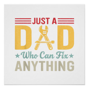 Vintage Just a Dad Who Can Fix Anything Funny Mech Poster