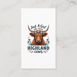 Vintage Just A Girl Who Loves Highland Cows Floral Business Card