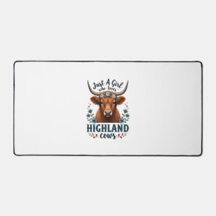 Vintage Just A Girl Who Loves Highland Cows Floral Desk Mat