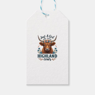Vintage Just A Girl Who Loves Highland Cows Floral Gift Tags