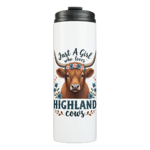 Vintage Just A Girl Who Loves Highland Cows Floral Thermal Tumbler