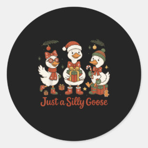 Vintage Just A Silly Goose Christmas Holiday Merry Classic Round Sticker