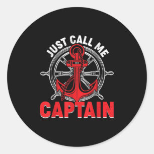 Vintage Just Call Me Captain Boating Sailor Anchor Classic Round Sticker