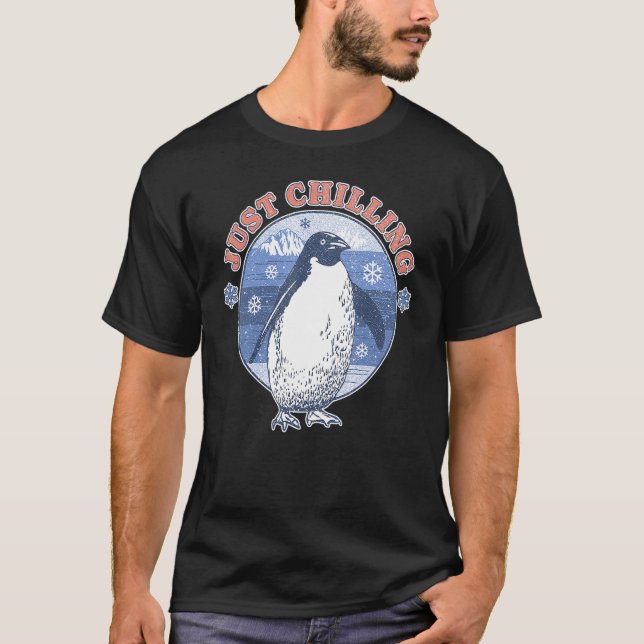 Vintage Just Chilling Penguin T-Shirt (Front)