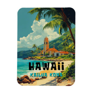Vintage Kailua Kona Hawaii Beach Magnet