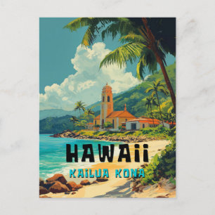 Vintage Kailua Kona Hawaii Beach Postcard