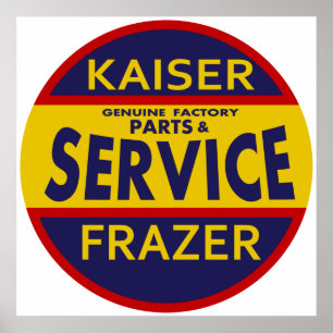 Vintage Kaiser Frazer service sign red/blue