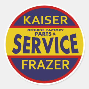 Vintage Kaiser Frazer service sign red/blue Classic Round Sticker