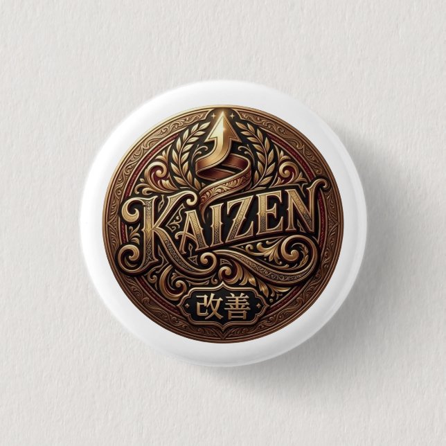 Vintage Kaizen Crest Button | Continuous Improveme (Front)