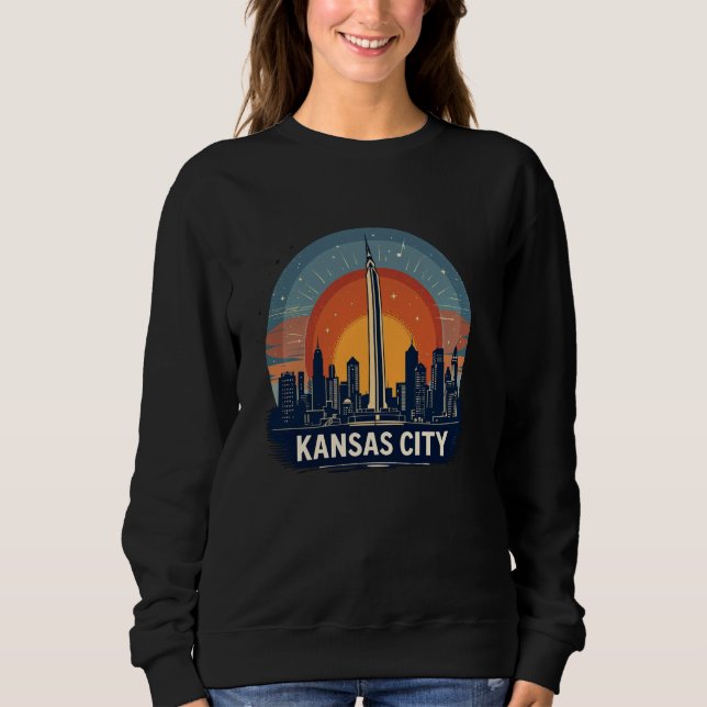 Vintage Kansas City Missouri Sunset Skyline Citysc Sweatshirt (Front)