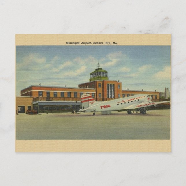 Vintage Kansas City Municipal Airport Post Card (Front)