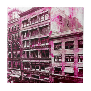 Vintage Kansas City Pink Grunge Ceramic Tile