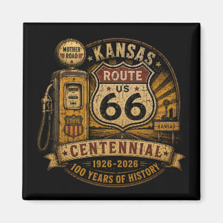 Vintage Kansas Route 66 Highway Collectable Magnet