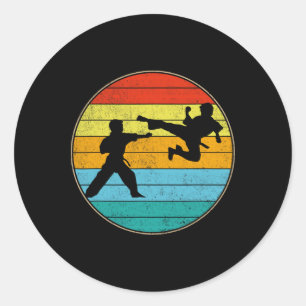 Vintage Karate Kids Martial Arts Fighter Retro Kar Classic Round Sticker