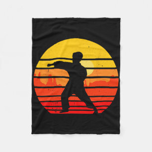 Vintage Karate Kids Martial Arts Fighter Retro Kar Fleece Blanket