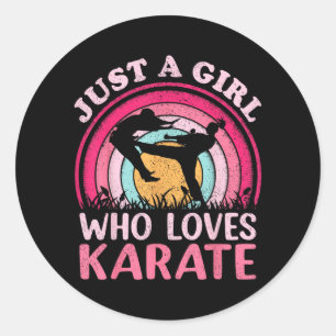 Vintage Karate Martial Arts A Girl Who Loves Classic Round Sticker