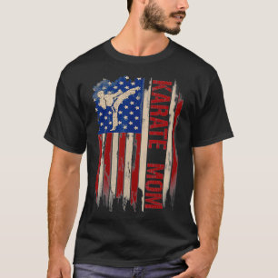 Vintage Karate Mom American Flag The Kick Gift T-Shirt