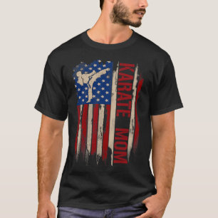 Vintage Karate Mum American Usa Flag The Kick Gift T-Shirt