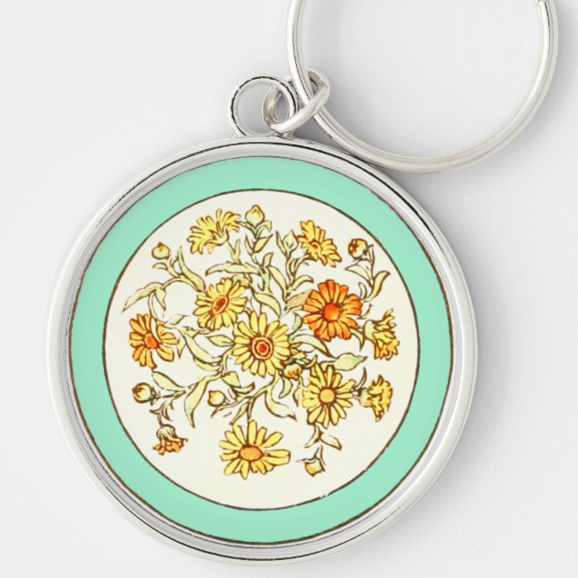 Vintage Kate Greenaway Book Illustration Key Ring (Front)