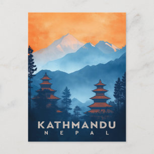 Vintage Kathmandu Temple Nepal Postcard