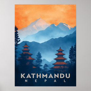 Vintage Kathmandu Temple Nepal  Poster