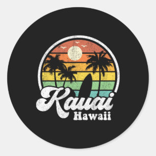 Vintage Kauai Beach Hawaii Surf Hawaiian Surfing 7 Classic Round Sticker
