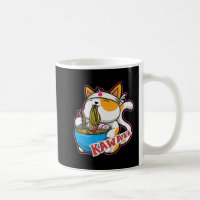 vintage kawaii cat eating ramen anime retro Japane