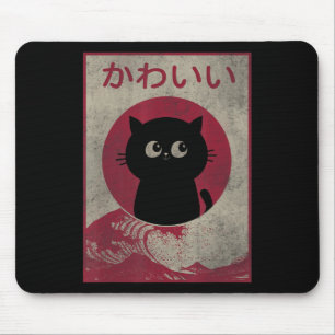 Vintage Kawaii Cat Japanese Black Anime Gift Girls Mouse Pad