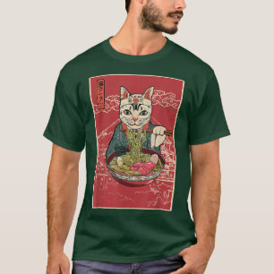 Vintage Kawaii Cat Ramen Anime Japanese Gift Girls T-Shirt