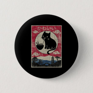 Vintage Kawaii Cat Ramen Anime Japanese Kids Girls 6 Cm Round Badge
