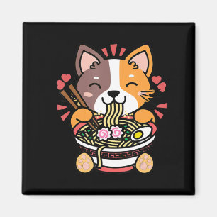 Vintage Kawaii Ramen Cat Anime Japanese Food Gift  Magnet