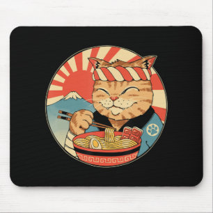 Vintage Kawaii Ramen Cat Neko Anime Japanese Noodl Mouse Pad