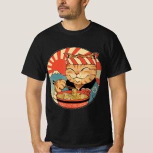 Vintage Kawaii Ramen Cat Neko Anime Japanese Noodl T-Shirt