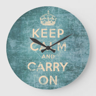Vintage keep calm and carry on large clock