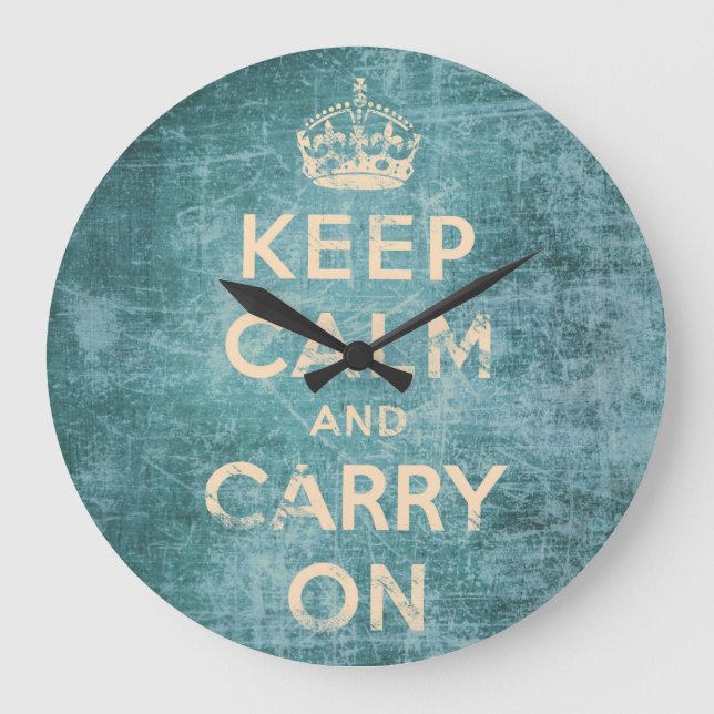 Vintage keep calm and carry on large clock (Front)