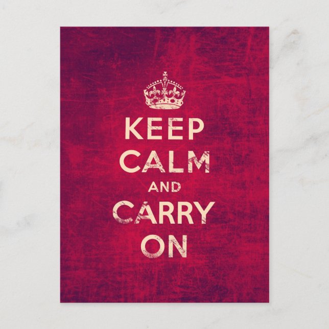 Vintage keep calm and carry on postcard (Front)