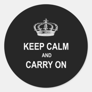 Vintage Keep Calm and Carry On Quote w Crown Classic Round Sticker