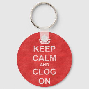Vintage Keep Calm and Clog On Key Ring