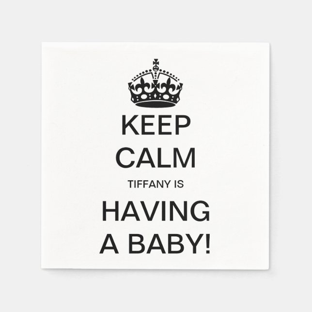 Vintage Keep Calm Gender Neutral Baby Shower Napkin (Front)