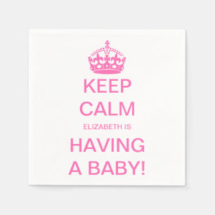 Vintage Keep Calm Pink Girl Baby Shower Napkin