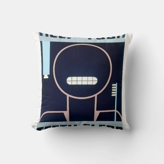 Vintage Keep Your Teeth Clean FAP Poster Cushion (Front)