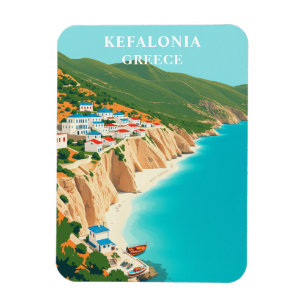 Vintage Kefalonia Greece Ionian Island Travel Magnet