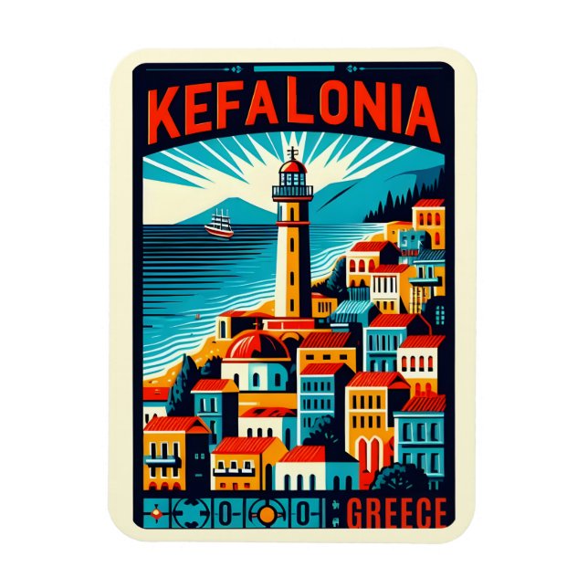 vintage kefalonia greece travel souvenirs magnet (Vertical)